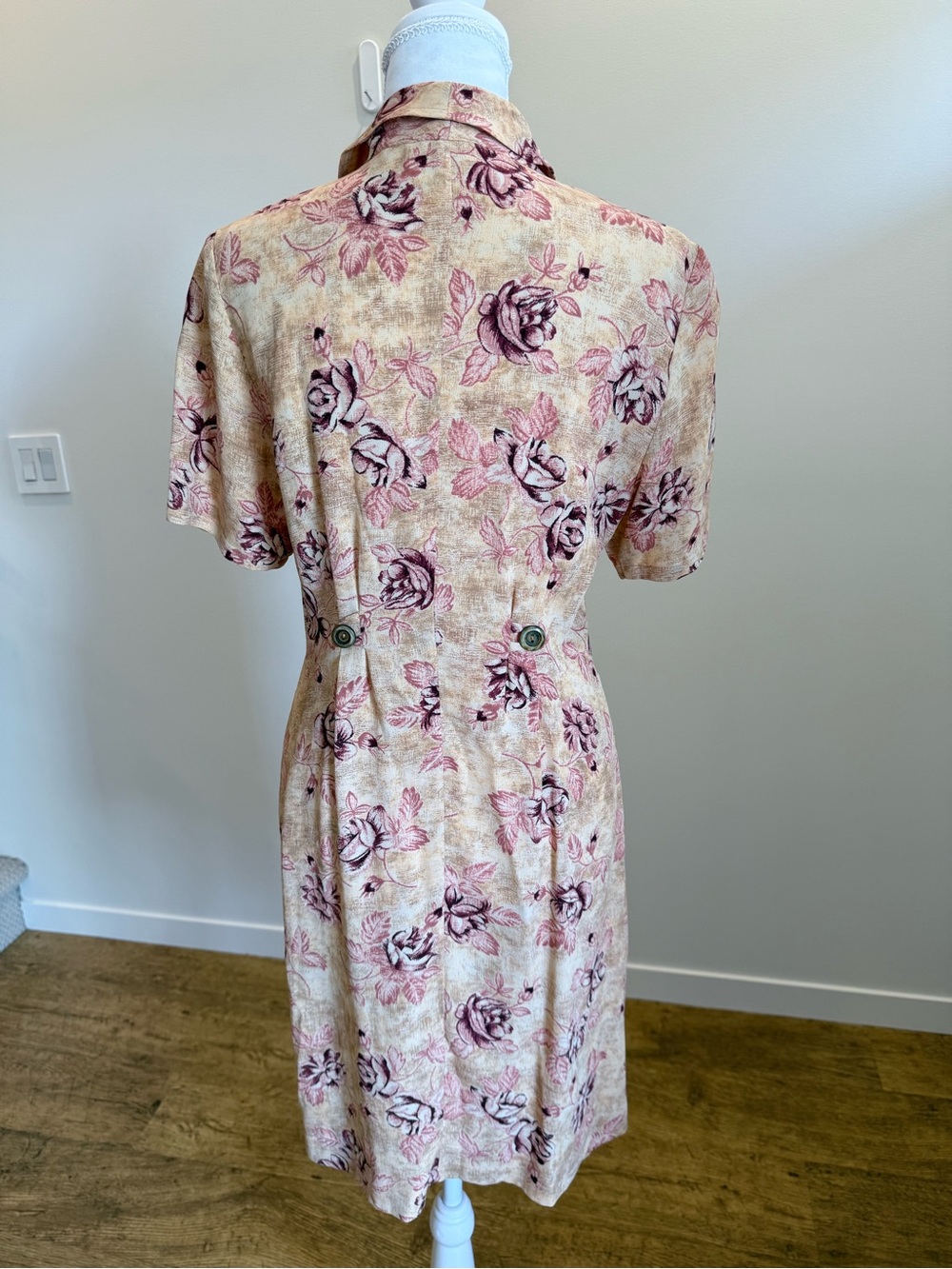 David Dart Vintage Button Front Floral Dress 90s Grunge Tailored size Medium - Picture 3 of 7